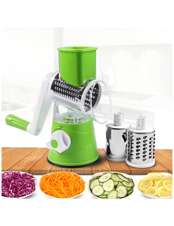 3 in 1 TableTop Drum Grater | Manual Vegetable Cutter Slicer & Grater | Multi-Functional Kitchen Gadget ( Random Color )