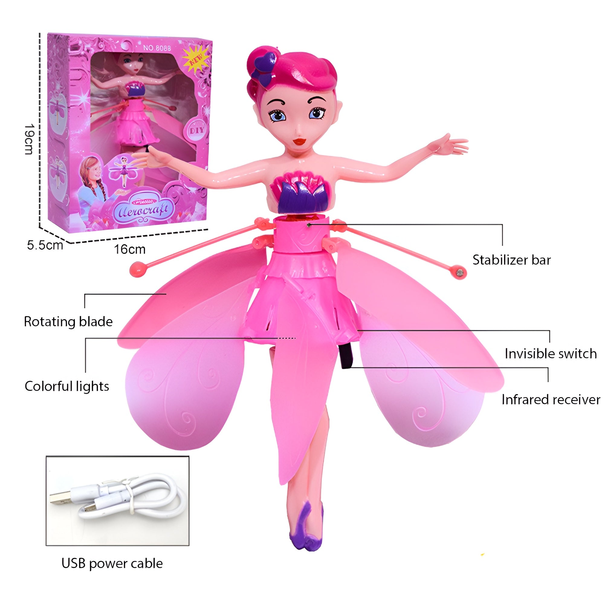 Rechargeable Magical Flying Fairy Doll,hand Sensor Control / Sky Dancers Flying Toy