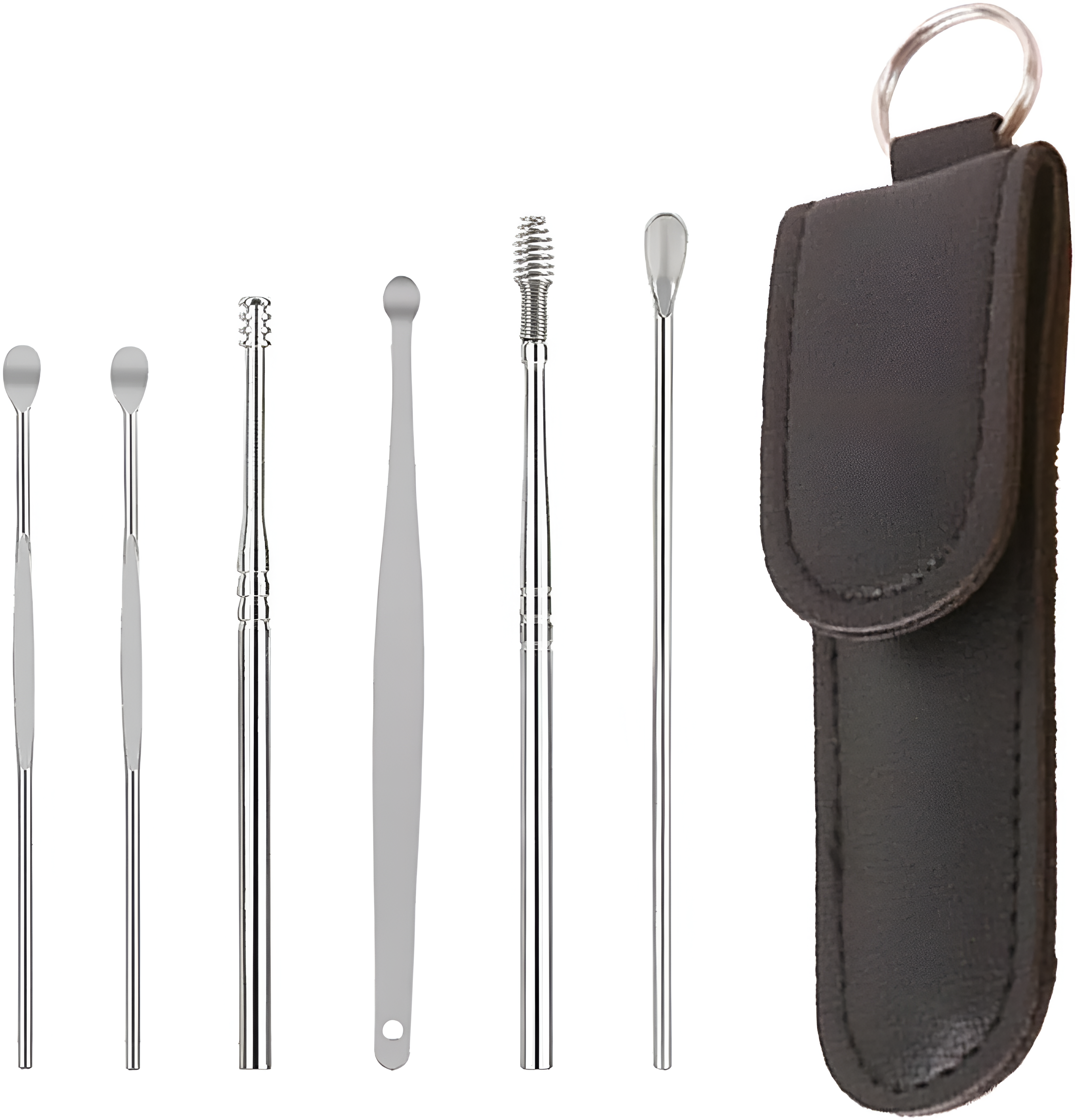 Ear Wax Cleaning Kit, 6 Pcs Ear Pick Tools, Wax Removal Kit, Ear Cleaning Tool Set, Spring Earwax Cleaner Tool Ear Wax Remover, Reusable Ear Cleaner for Children and Adult