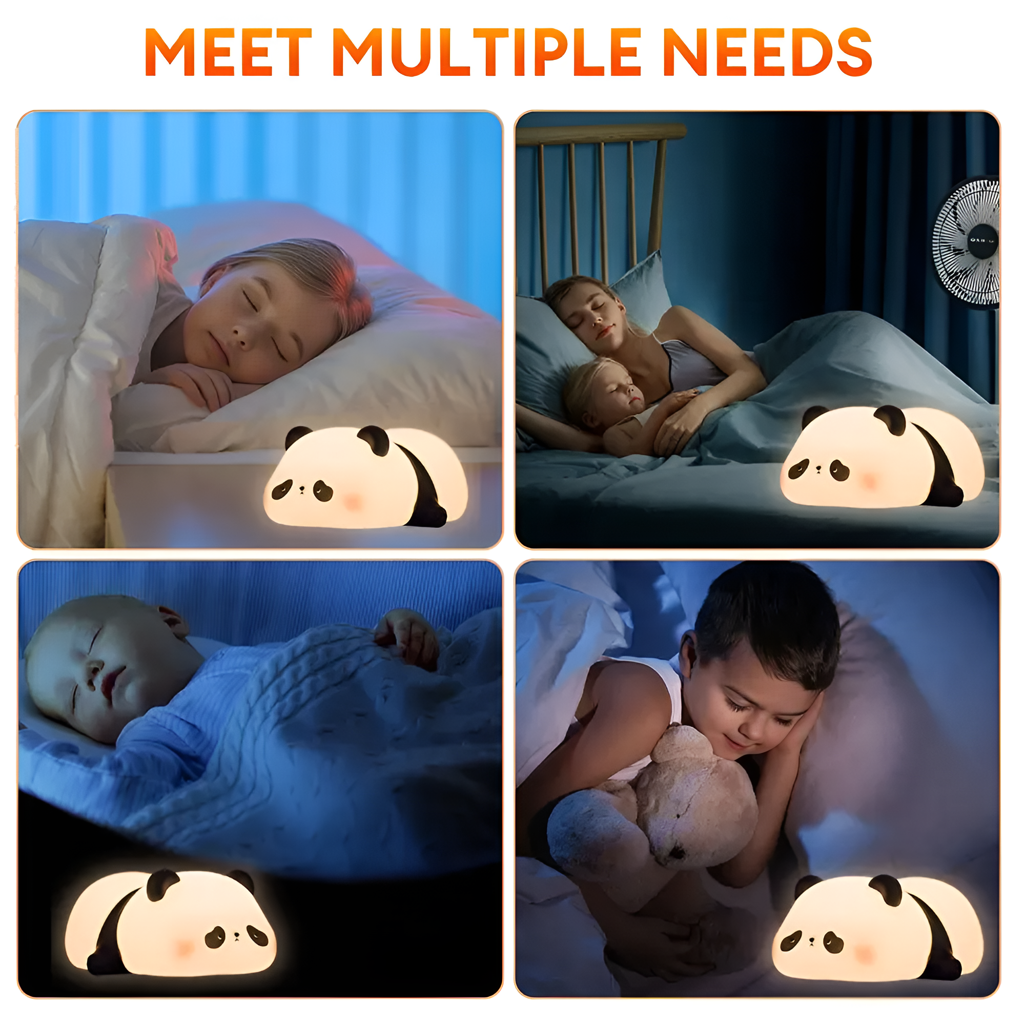 Cute Panda Night Light | Silicone Soft Lamp | Portable & Child‑Safe Bedside Light