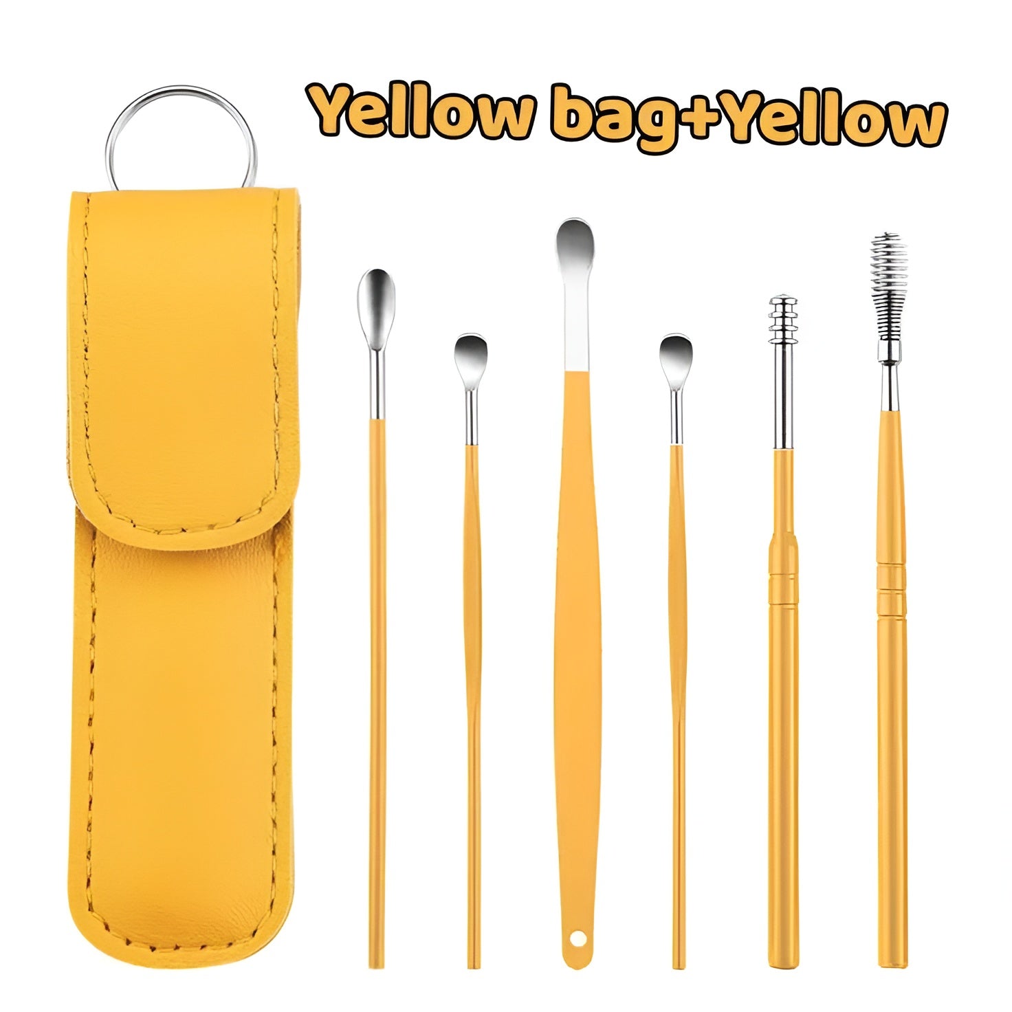 Ear Wax Cleaning Kit, 6 Pcs Ear Pick Tools, Wax Removal Kit, Ear Cleaning Tool Set, Spring Earwax Cleaner Tool Ear Wax Remover, Reusable Ear Cleaner for Children and Adult