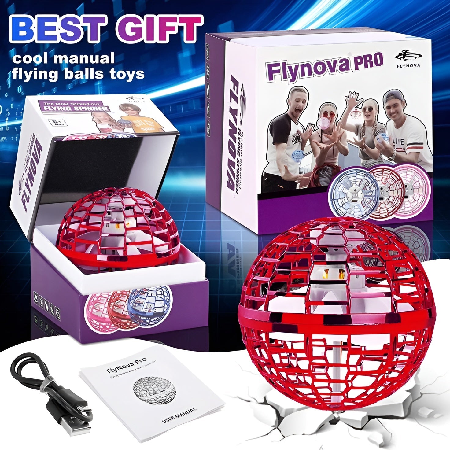 Rechareable Flying Nova Pro Spinner Fidget Toys Flying Ball For Kids and Adults