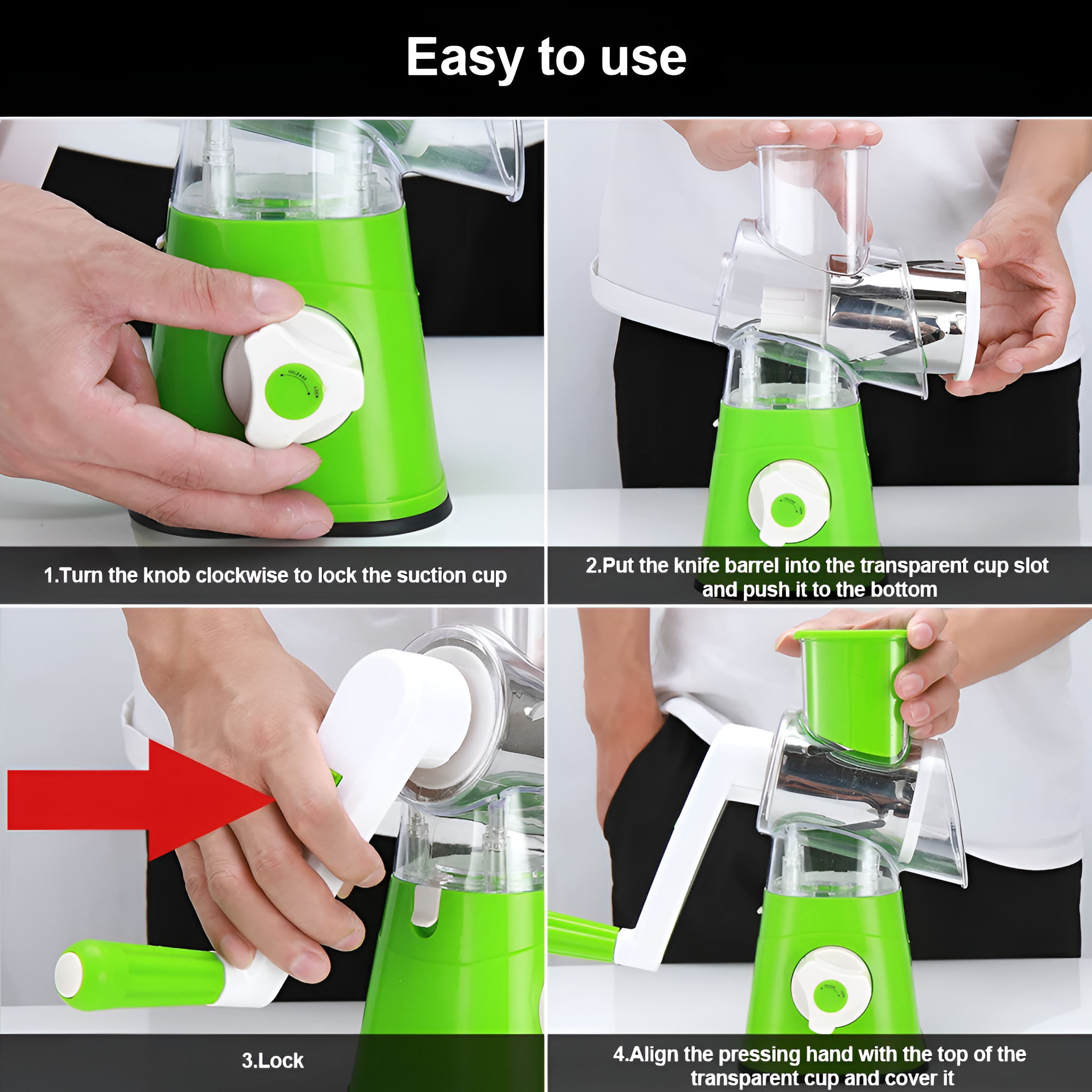 3 in 1 TableTop Drum Grater | Manual Vegetable Cutter Slicer & Grater | Multi-Functional Kitchen Gadget ( Random Color )