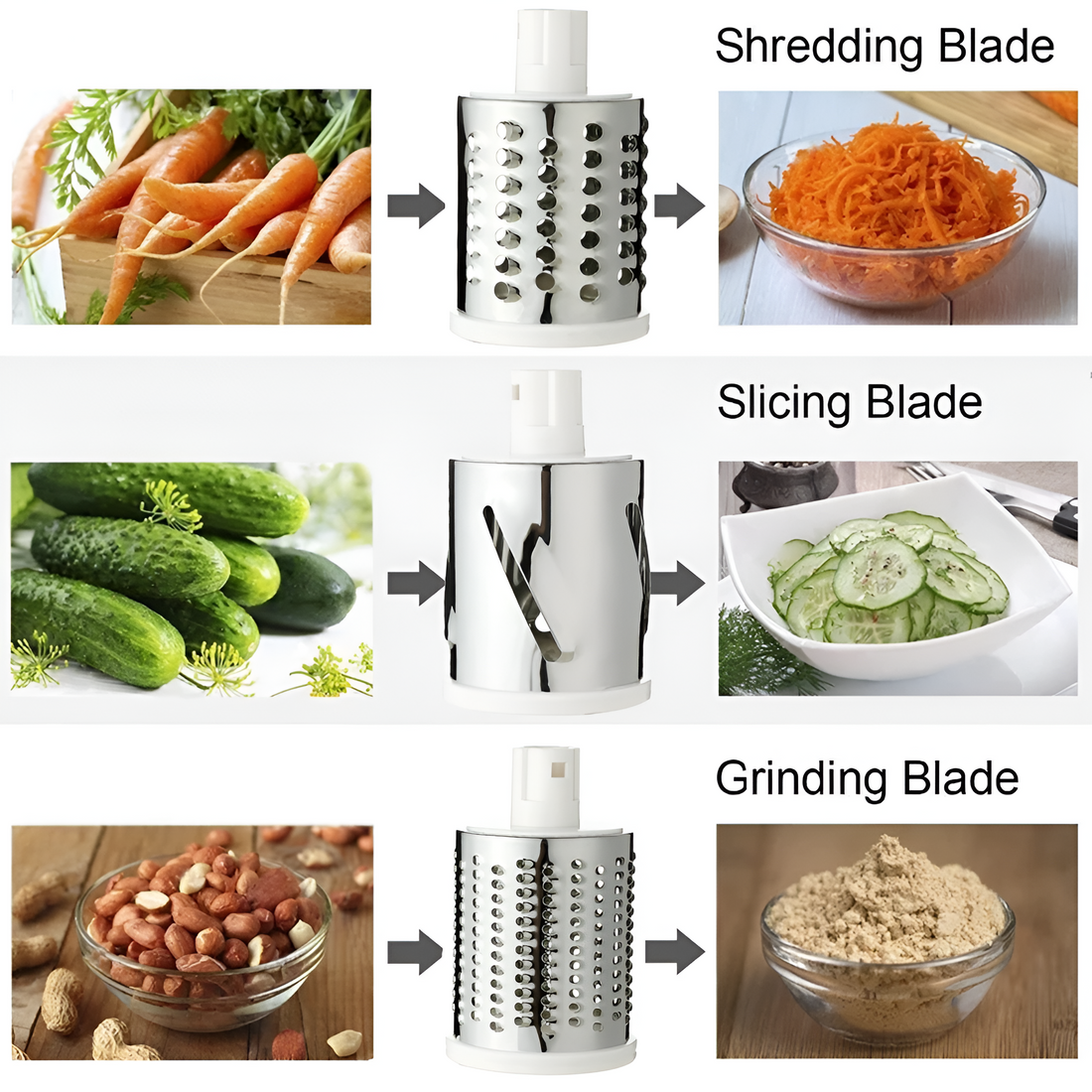 3 in 1 TableTop Drum Grater | Manual Vegetable Cutter Slicer & Grater | Multi-Functional Kitchen Gadget ( Random Color )