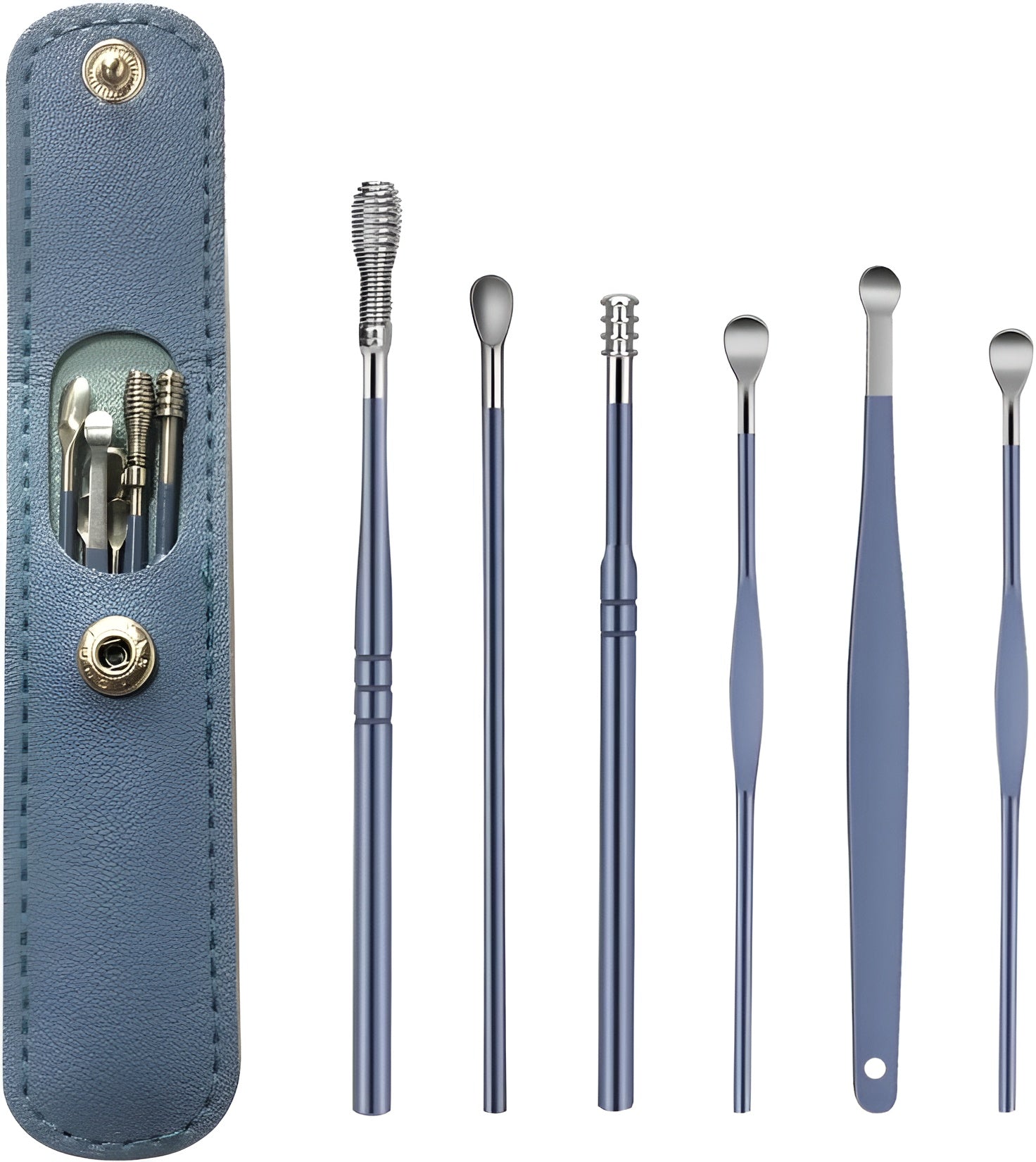 Ear Wax Cleaning Kit, 6 Pcs Ear Pick Tools, Wax Removal Kit, Ear Cleaning Tool Set, Spring Earwax Cleaner Tool Ear Wax Remover, Reusable Ear Cleaner for Children and Adult