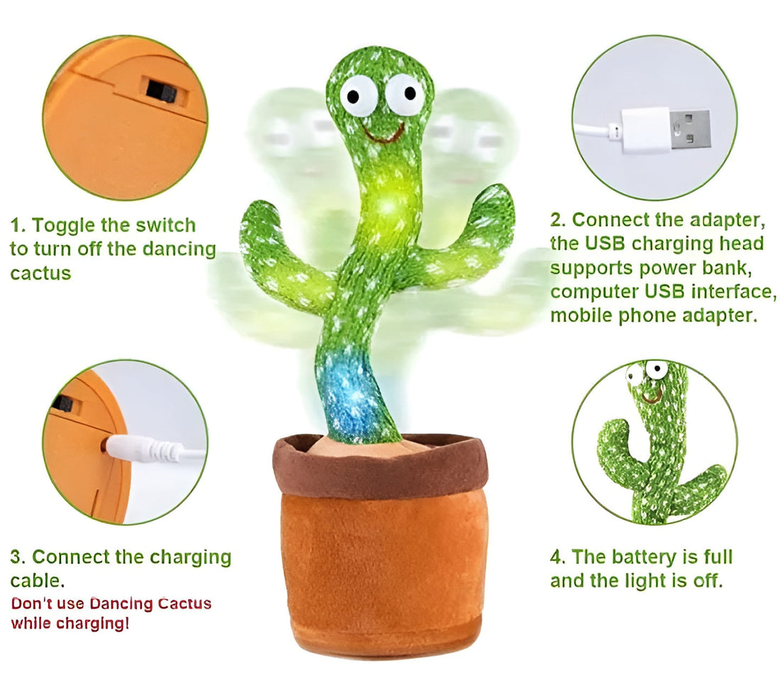 Dancing Cactus Toy – Singing, Talking, Voice Recording Plush with USB Rechargeable Function – Fun Educational Gift for Babies and Kids
