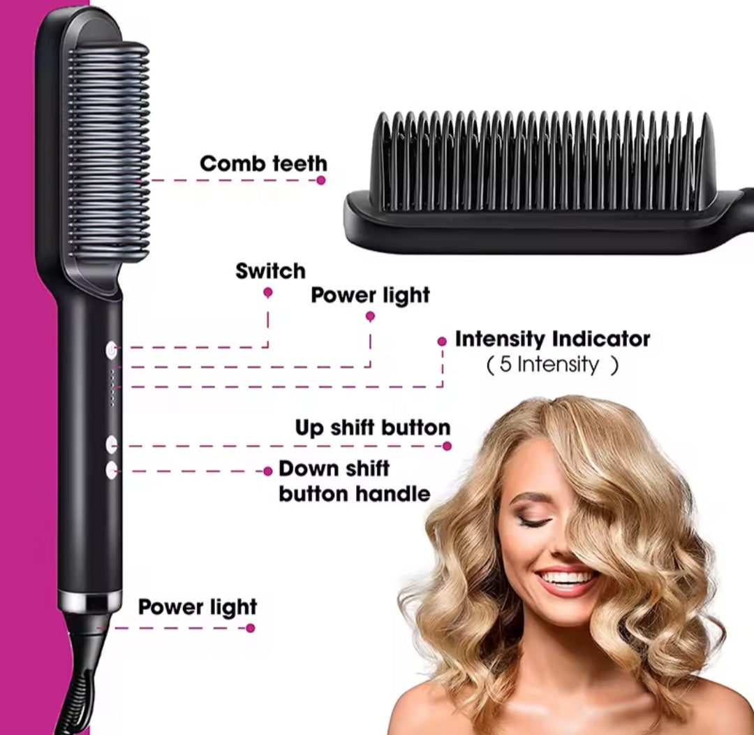 Electric Heat Brush 2-in-1 Straightener & Curler