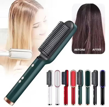Electric Heat Brush 2-in-1 Straightener & Curler